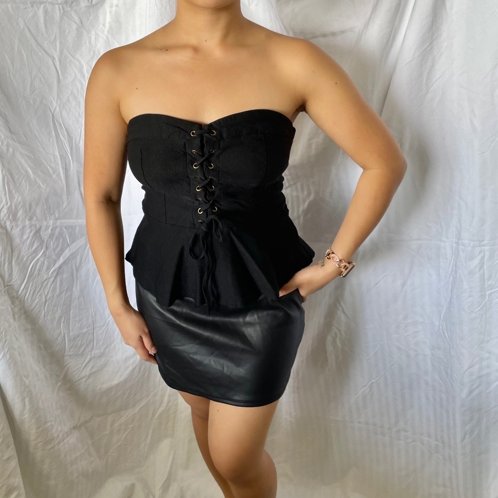 Black Front Lace Tube Top